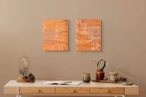 tableau diptyque Soir exposé dans un bureau