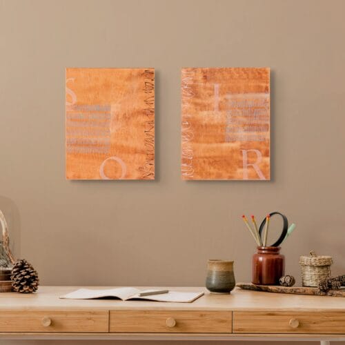 tableau diptyque Soir exposé dans un bureau